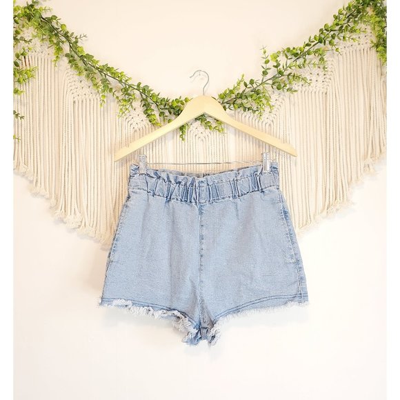 Boutique Pants - Denim Pull On Raw Hem Shorts